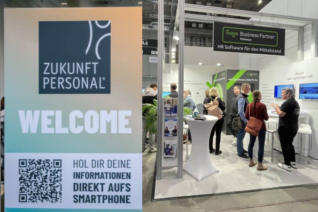Zukunft Personal Messebereich mit Sage Business Partner Stand