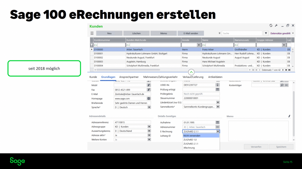 e-rechnung Sage 100
